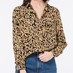 Ganni printed crepe button up